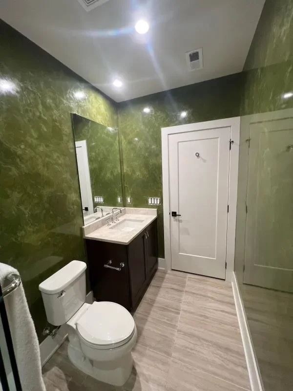 Olive Venetian Guest Bath